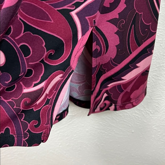 Susan Graver Pink Paisley Ruched 3/4 Sleeve Top 2X - Picture 4 of 8